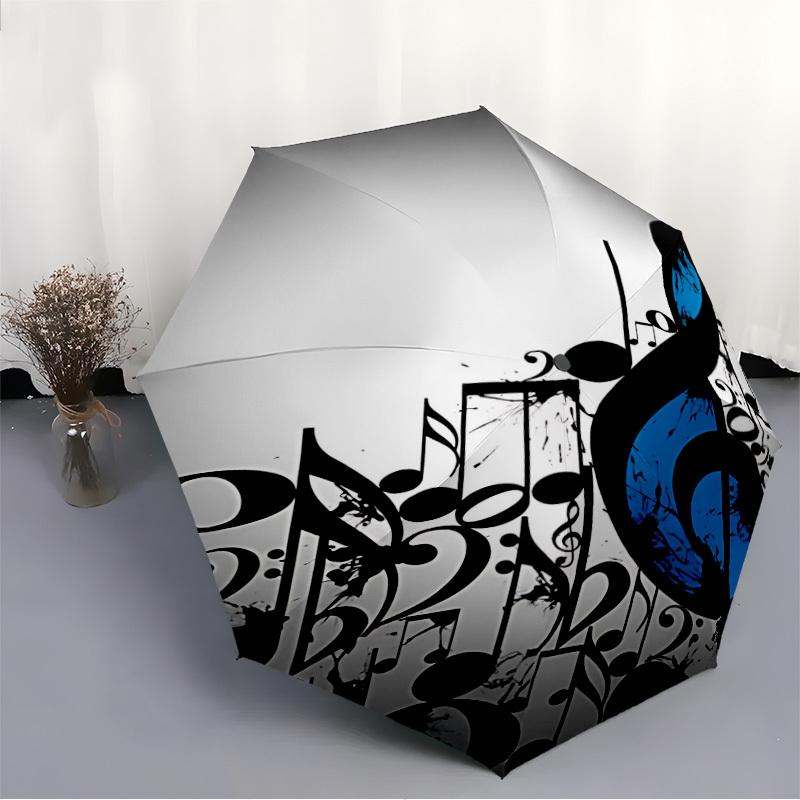 1PC Music Notes Automatic Folding Umbrella Automatic Open/Close, Automatic Folding, 8-Rib Durable Frame, Portable Travel Umbrella 705