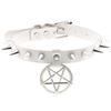 DIEZI Harajuku Bílý PU Kožený Kroužkový Choker Náhrdelník Pro Ženy Muže Vintage Gotický Hip Hope Nastavitelný Límcový Náhrdelník Šperky