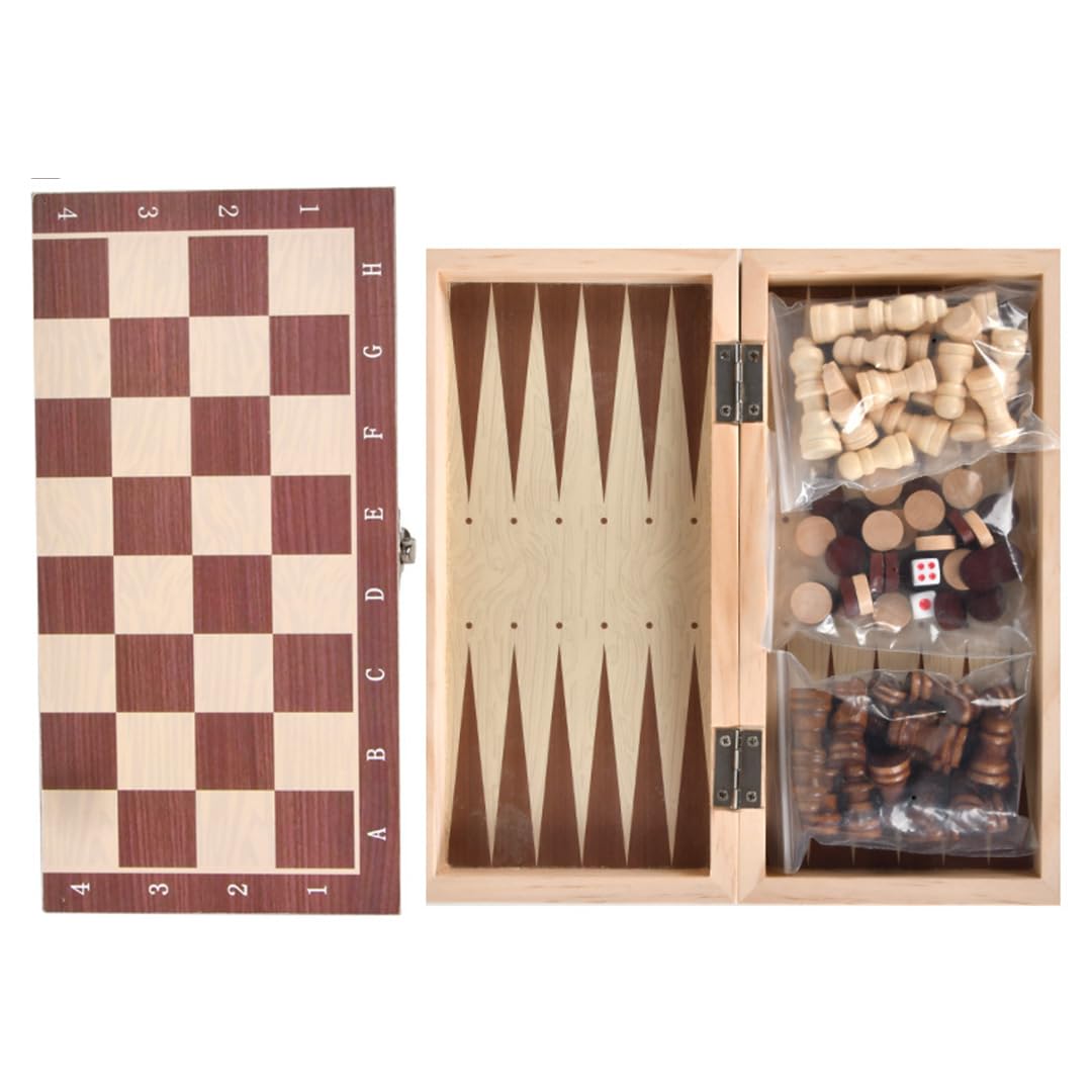 

TOMMYFIELD Backgammon Wooden Chess and Checkers Portable Chess Game for Adults and Kids (Chess) [Parallel Import]