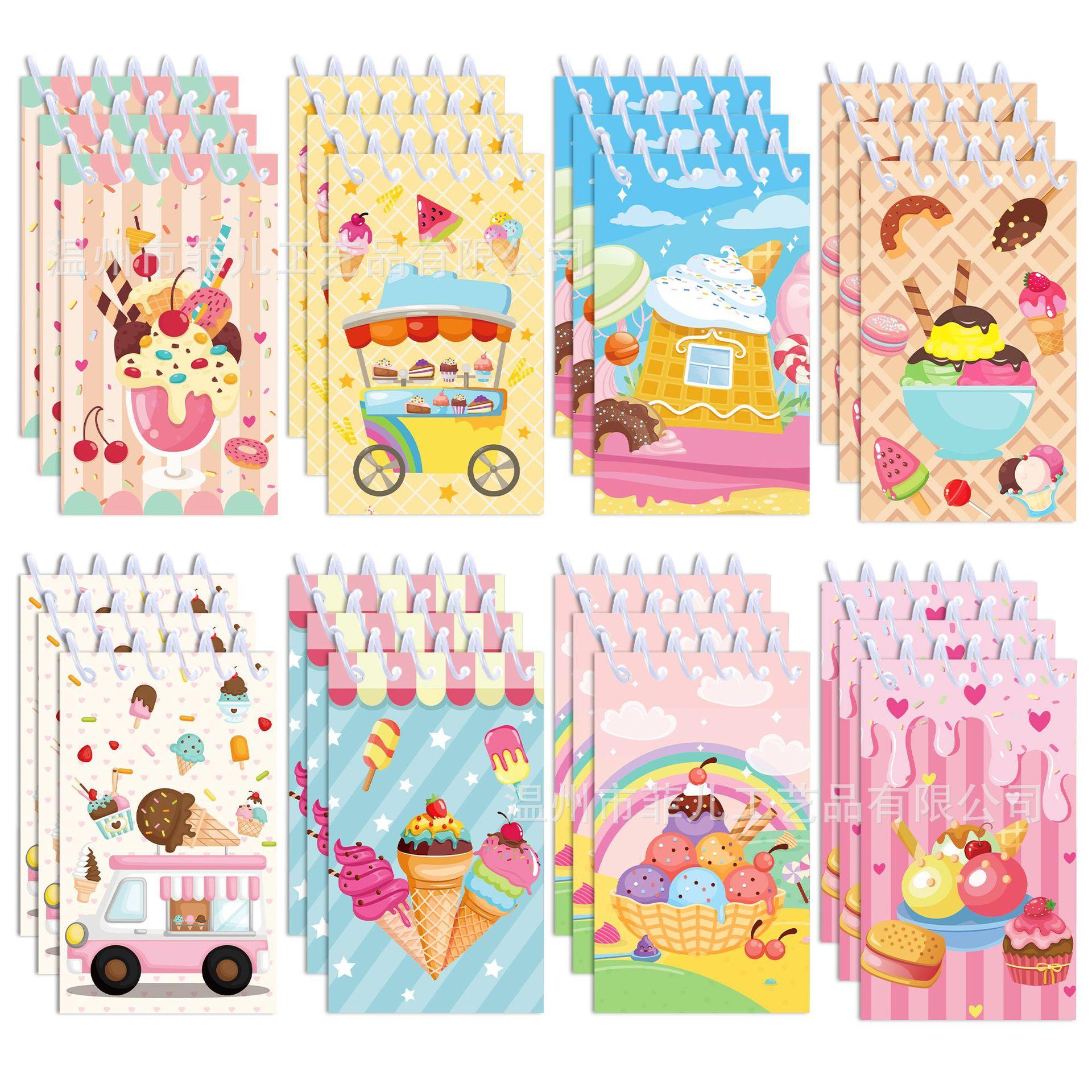 

8-Pack Ice Cream Spiral Notebook Dessert Mini Pocket Notepad Sweet Journal for Students Kids Gift School Office Supplies