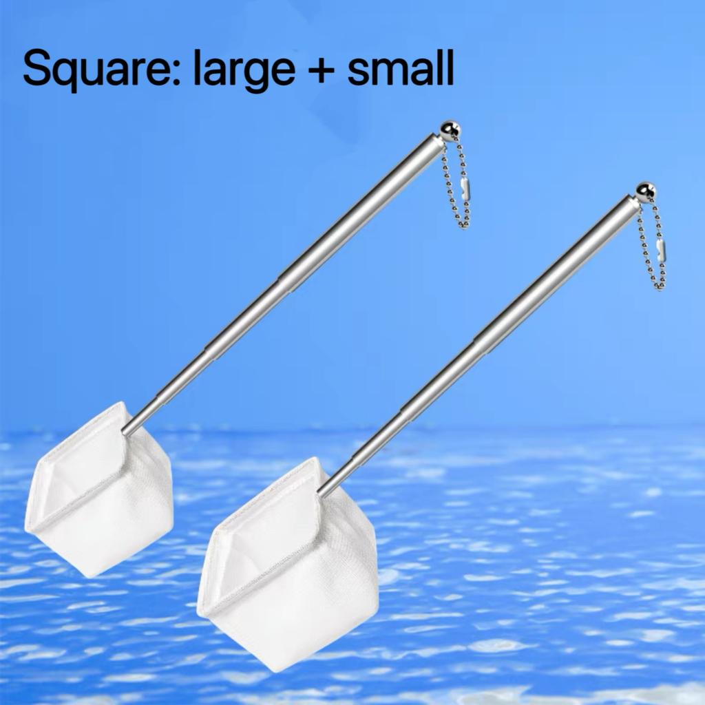 3D Retractable Aquarium Fish Net - Stainless Steel Handle, Lightweight PE Mesh for Tropical Fish - Extendable Fishing Net for Aquariums