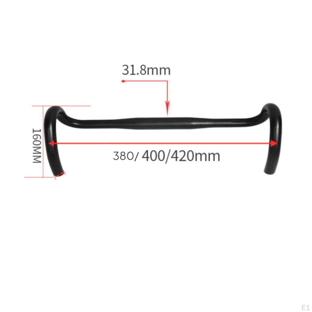 Bike Drop Handlebar Aluminum Alloy 31.8 Mm Clamp Part Black 31.8380mm