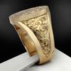 Crown Lion Shield Badge Yellow Royal Seal Men's Ring