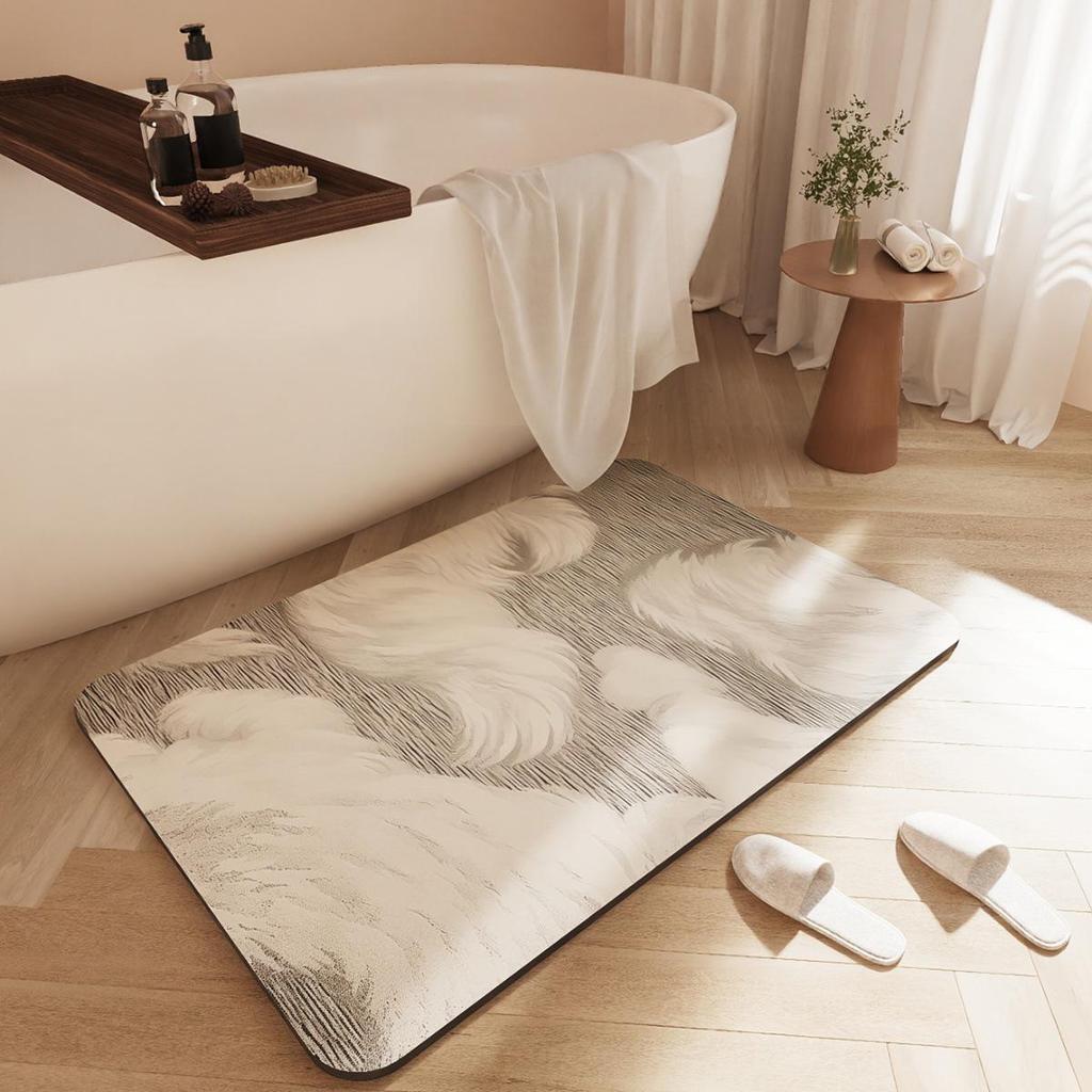 Minimalist Quick-Dry Absorbent Diatomaceous Earth Bathroom Floor Mat - Non-Slip, Wear-Resistant Foot Pad for Toilet Entrance