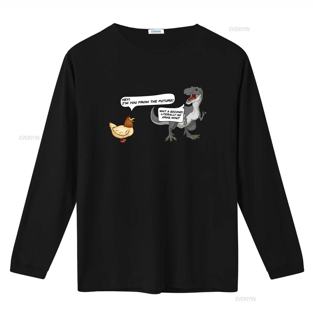 T Rex Chicken Funny Dinosaur Quote Novelty Meme Shirt vintage Washed Versatile Slightly Top For Everyday Wear Breathable Casual