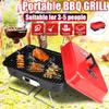 Barbecue Grills Edelstahl BBQ Ofen Outdoor Drahtgitter Werkzeuge Outdoor Faltbare Holzkohlegrills Für Picknick Für 3-5 Personen Schwarz+Rot