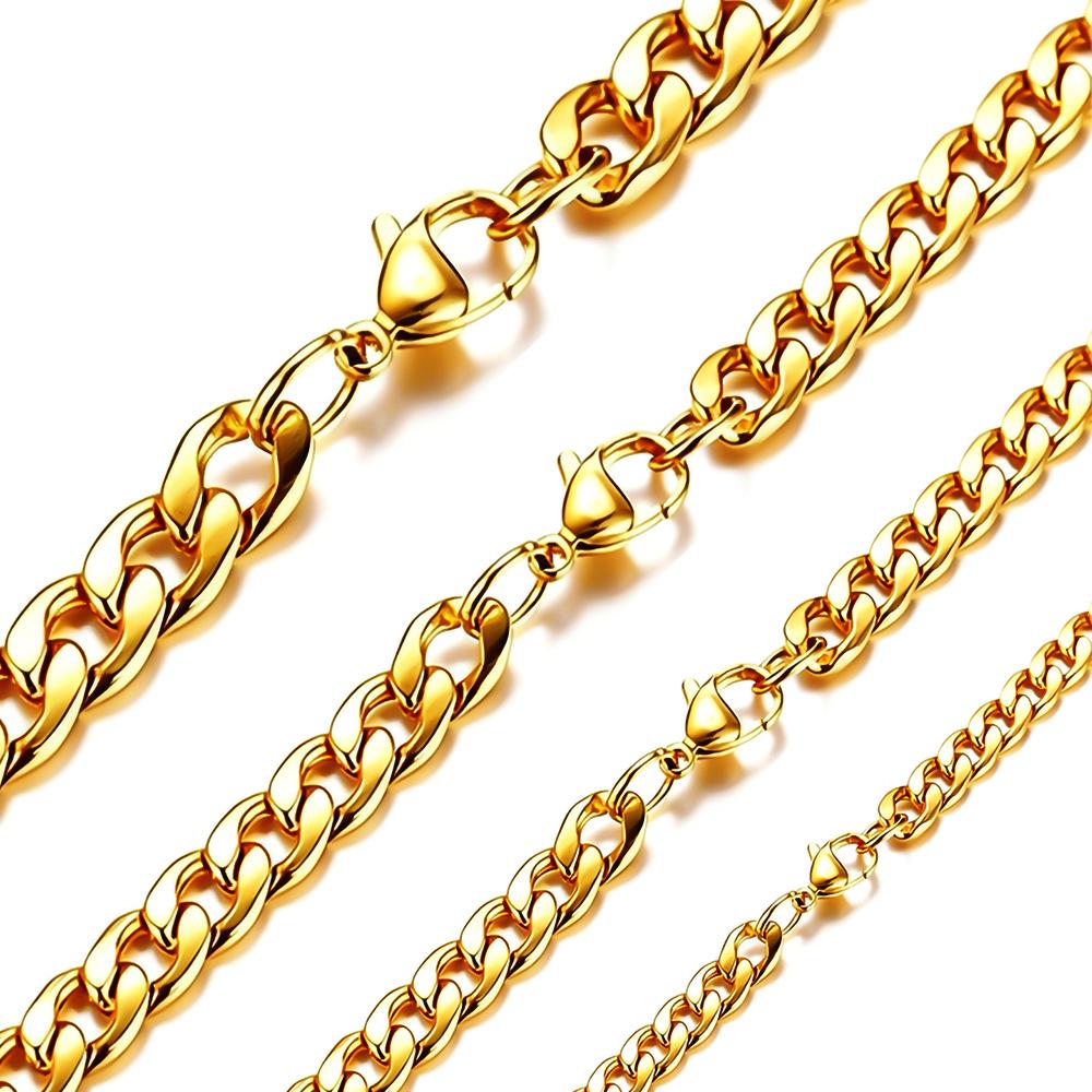 2023NK Goud Roestvrij Staal Unisex Hip Hop Lange Ketting, Vacuüm Elektrogeplateerd