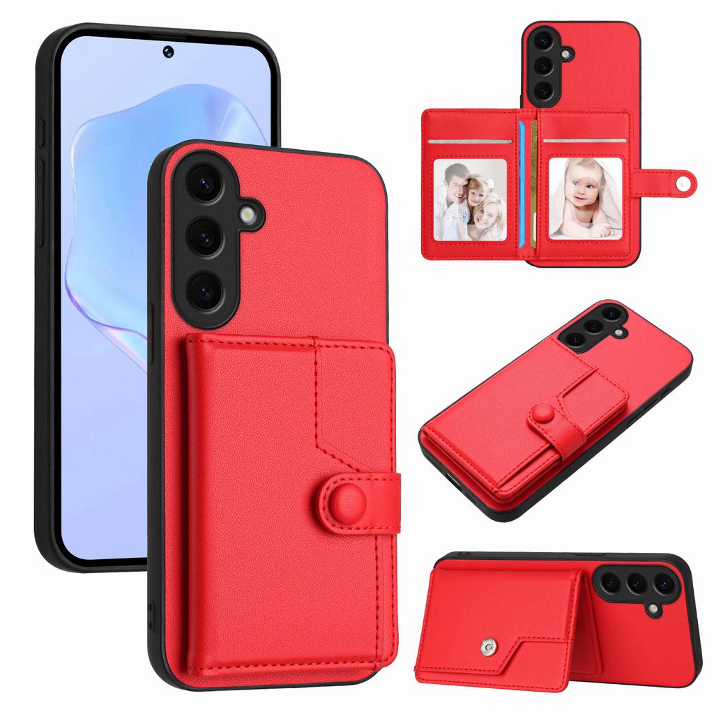 For Samsung Galaxy S24 Case RFID Blocking Card Holder Kickstand TPU + PU Leather Phone Back Cover