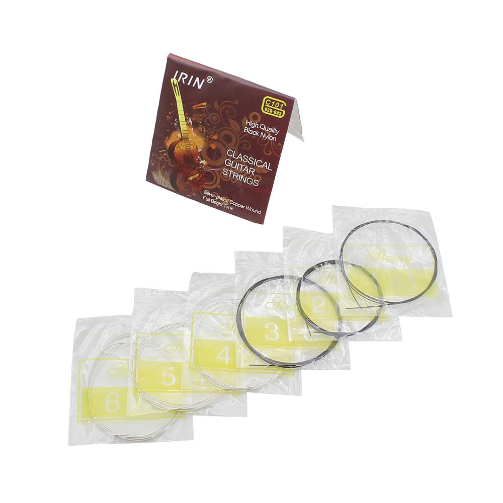 IRIN, 6 шт., набор струн для классической гитары, черный нейлоновый сердечник, посеребренная медная обмотка, 1-6-я 68#