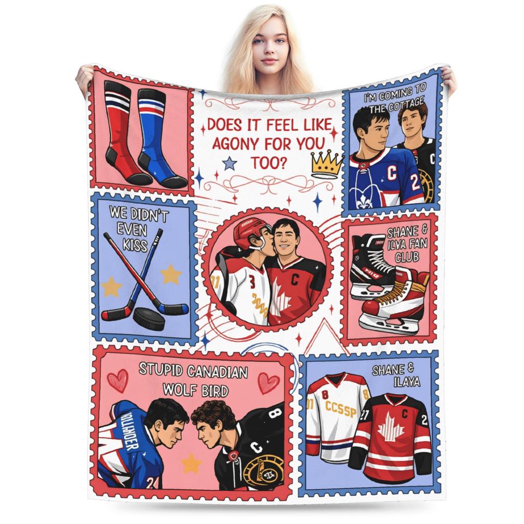 Kiss Heated Rivalry Fleece Throw Blankets Hollanov Blanket for Bed Bedroom Lightweight Bedding Throws