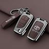APQ4   Metal Leather Flip Car Key Fob Case Cover Keychain Ring For Toyota CHR C-HR Corolla Hatchback Sedan RAV4 LE Camry SE Hilux