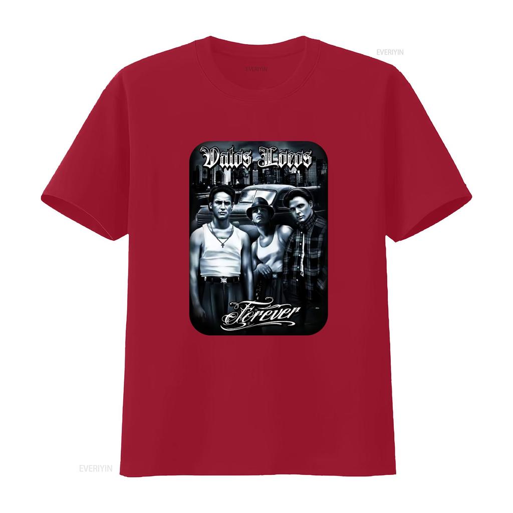 Vatos Locos Forever Mens Heavyweight T Shirt Print On Shaka Wear Retro Gangster Style Urban Fashion vintage Washed homme
