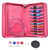 Colorful Detachable Carbonized Bamboo Circular Knitting Needle Set with Interchangeable Extended PU Cable