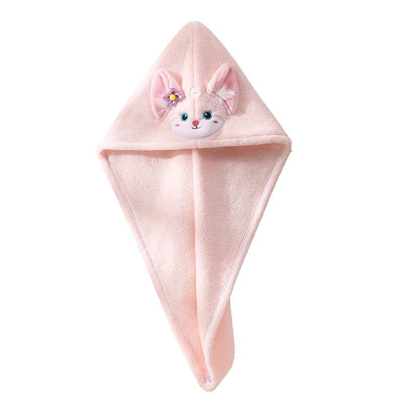 Fox Dry Hair Cap, Face Wash Headband, Makeup Remover, Coral Fleece Absorbent Dry Hair Towel