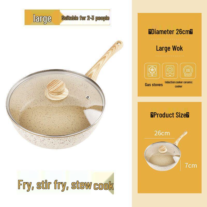 

Сковорода вок с плоским дном и антипригарным покрытием из камня майфань - без масла и дыма, совместима со всеми типами плит. Standard