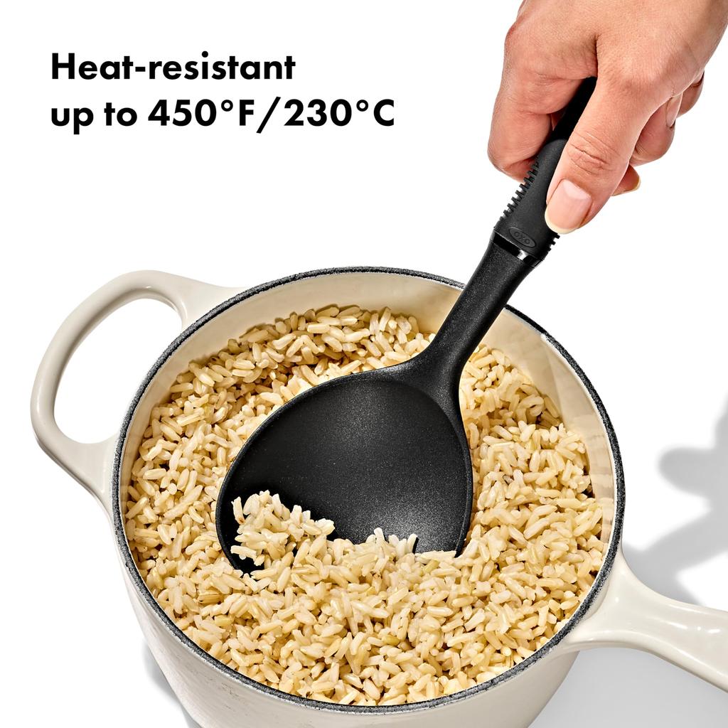 OXO Serving Wide Wide and Easy to Dishwasher Spoon, Nylon, Scoop, Scoop, Safe, Black, 23.5cm