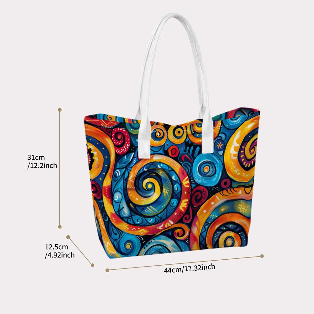 Colorful Spiral Printed Tote Bag Portable Casual Trendy Shoulder Bag for Daily Shopping Commute