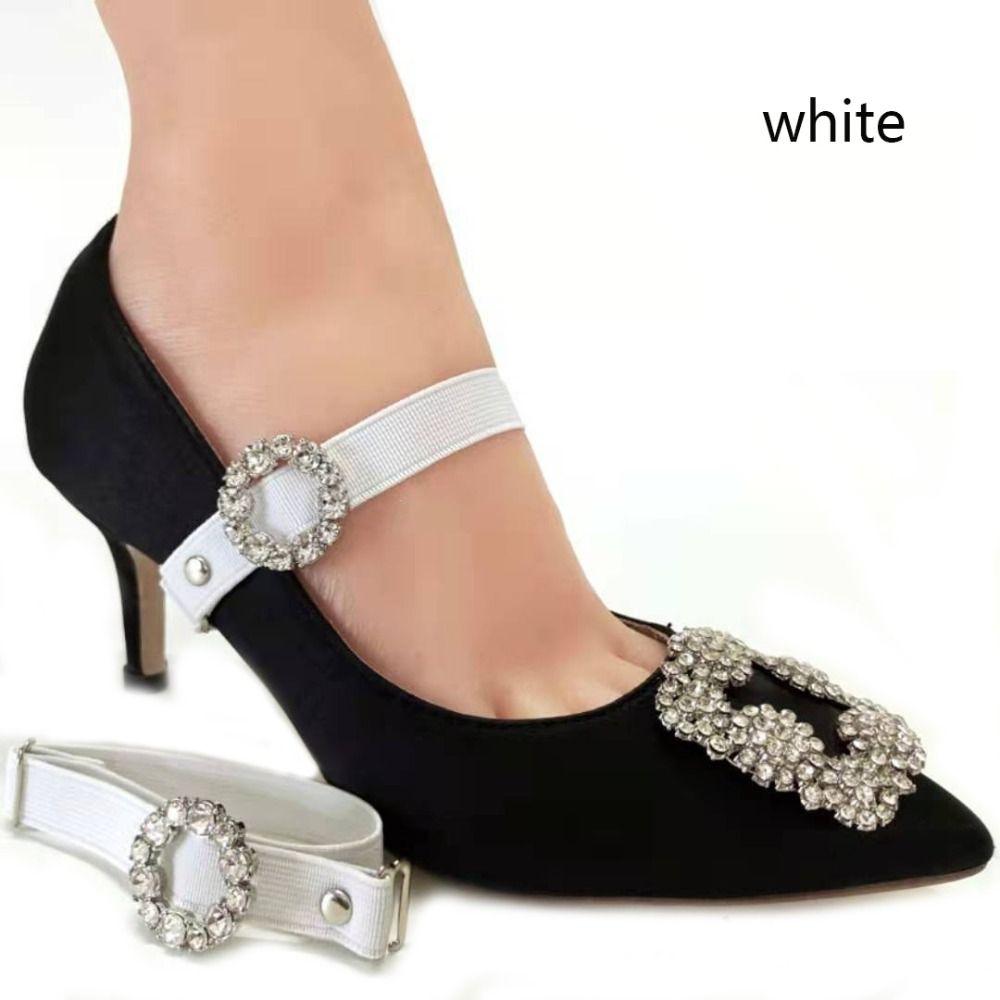 1 Paar Damen High Heels Verstellbarer Elastischer Schuhriemen Gürtel U-förmig Perlen Elastisch Fauler Schnürsenkel Anti-Drop Fersen Schuhzubehör