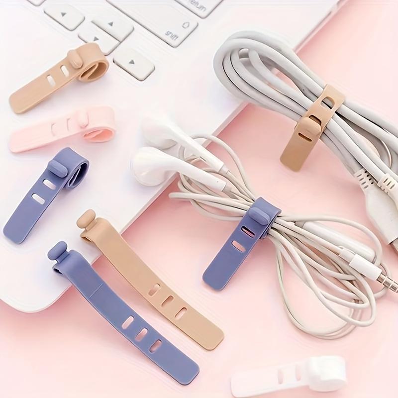 5Pcs Cable Finishing Tape and Storage Box - Cable Management Cable Tie, for Desktop Clean Office Cable Tape, Data Cable Storage Tape