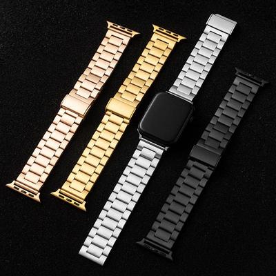 Kompatibles dreireihiges Edelstahl-Uhrenarmband für Apple Watch, Samsung und Huawei GT4.