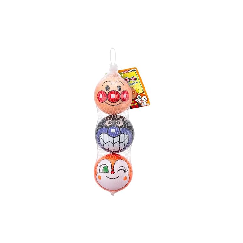 AGATSUMA Anpanman Mini Face Balls 3-Piece Set: Anpanman, Baikinman, Dokin-chan [2024]