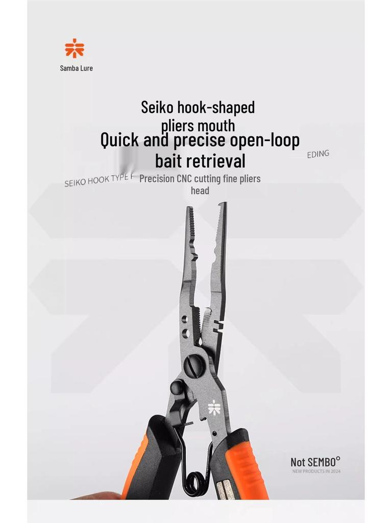 Samba Multifunctional Fishing Pliers: Split Ring Opener, Long Nose Hook Remover, Fish Gripper