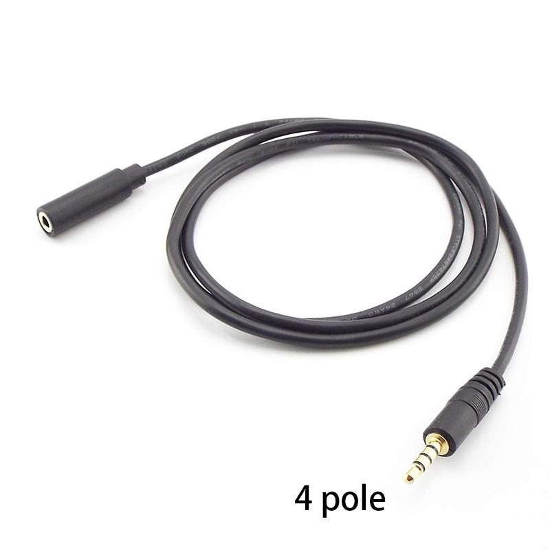 Stereo 3,5 mm Audio-Buchsen-Verlängerungskabel, universelle Kopfhörer-Verlängerung, Stecker auf Buchse, Kopfhörer-Aux-Kabel, 4-polig, 3-polig