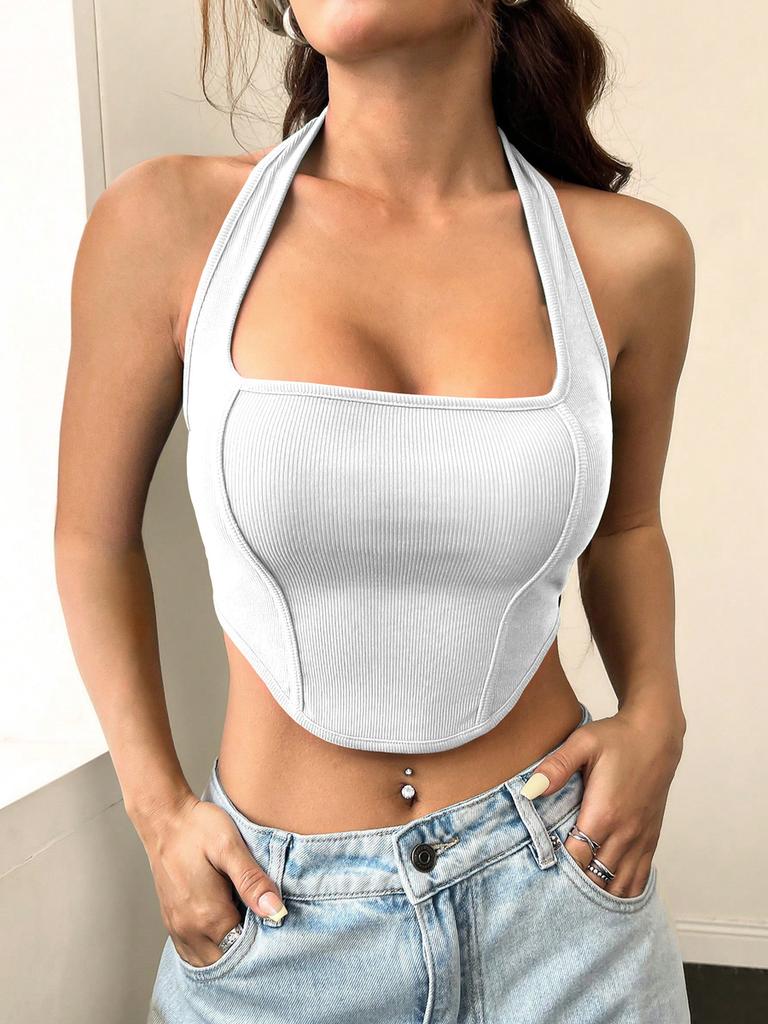 New Women's Sexy Girl Fashion Cami with Asymmetrical Hem and Backless Design