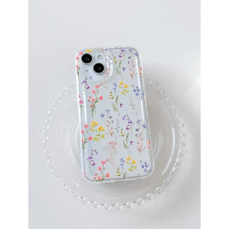 Color Flowers and Plants Are Suitable for Apple 16promax Mobile Phone Case 15plus Europe and America 14 Personality 13 Airbag 12 Transparent 11