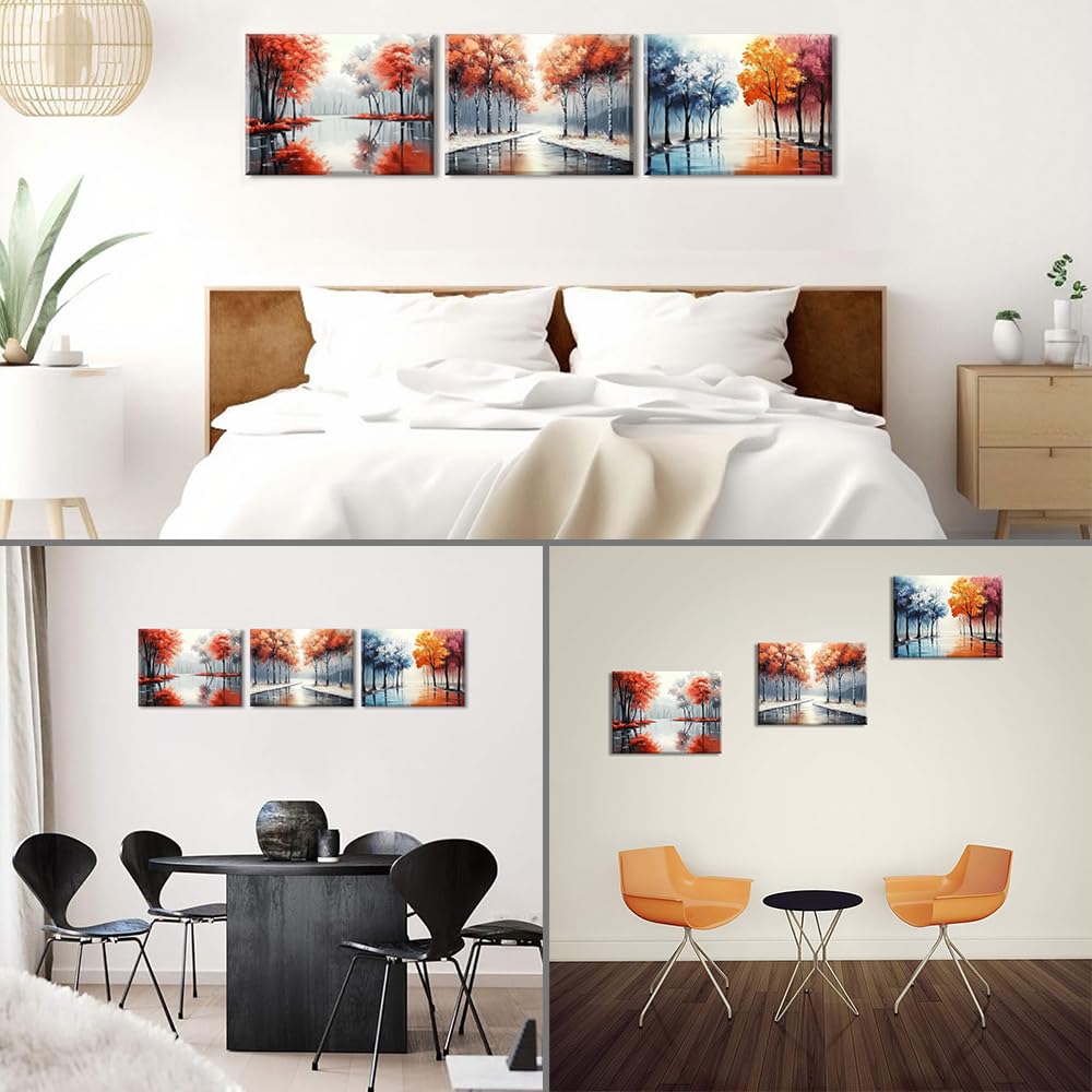 PIY PAINTING Wall Art, Landscape Canvas Wall Art, Decorative Painting, Autumn Landscape Canvas Print, Forest Wall Decorative Painting, Framed Wall