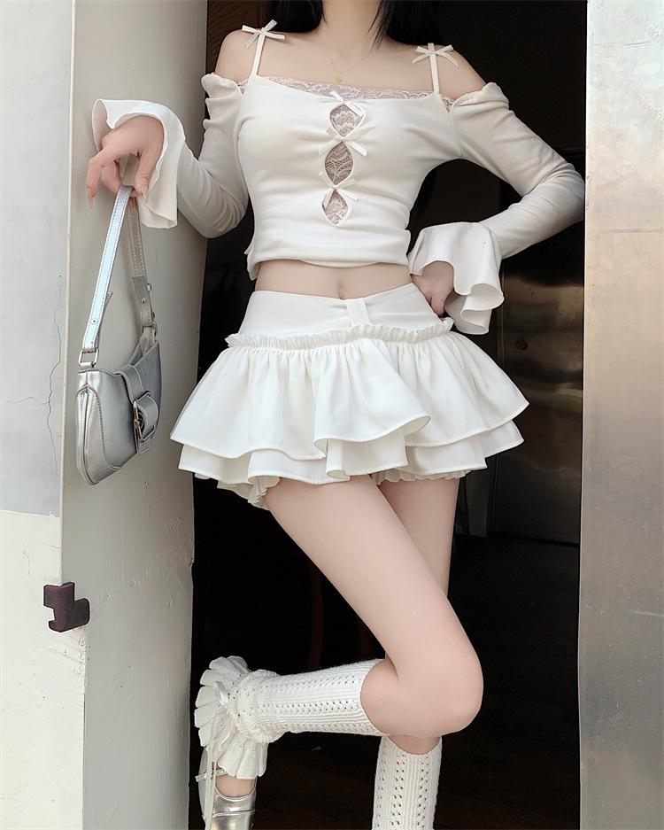 White Puffy A-line High Waist Ballet Style Mini Skirt for Women - Summer 2025 Design