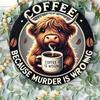 Vintage Iron Wall Art Metal Tin Sign Highland Cow Coffee Decor