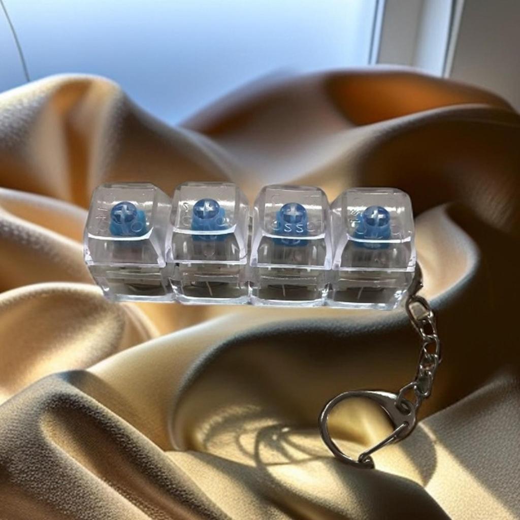 Fidget Toys LED Keyboard Keychain Crystal Clicker Sensory Toy for Stress Relief Keyboard Keychain Fidget Gadget for Adults Kids