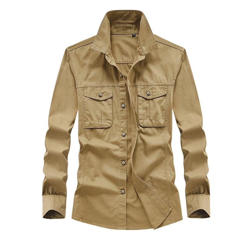 Odzież robocza Koszula Płaszcz Męska Wiosna i Jesień Casualowa Kurtka Koszulowa Kardigan Chłopcy i Nastolatkowie Jednolity Kolor