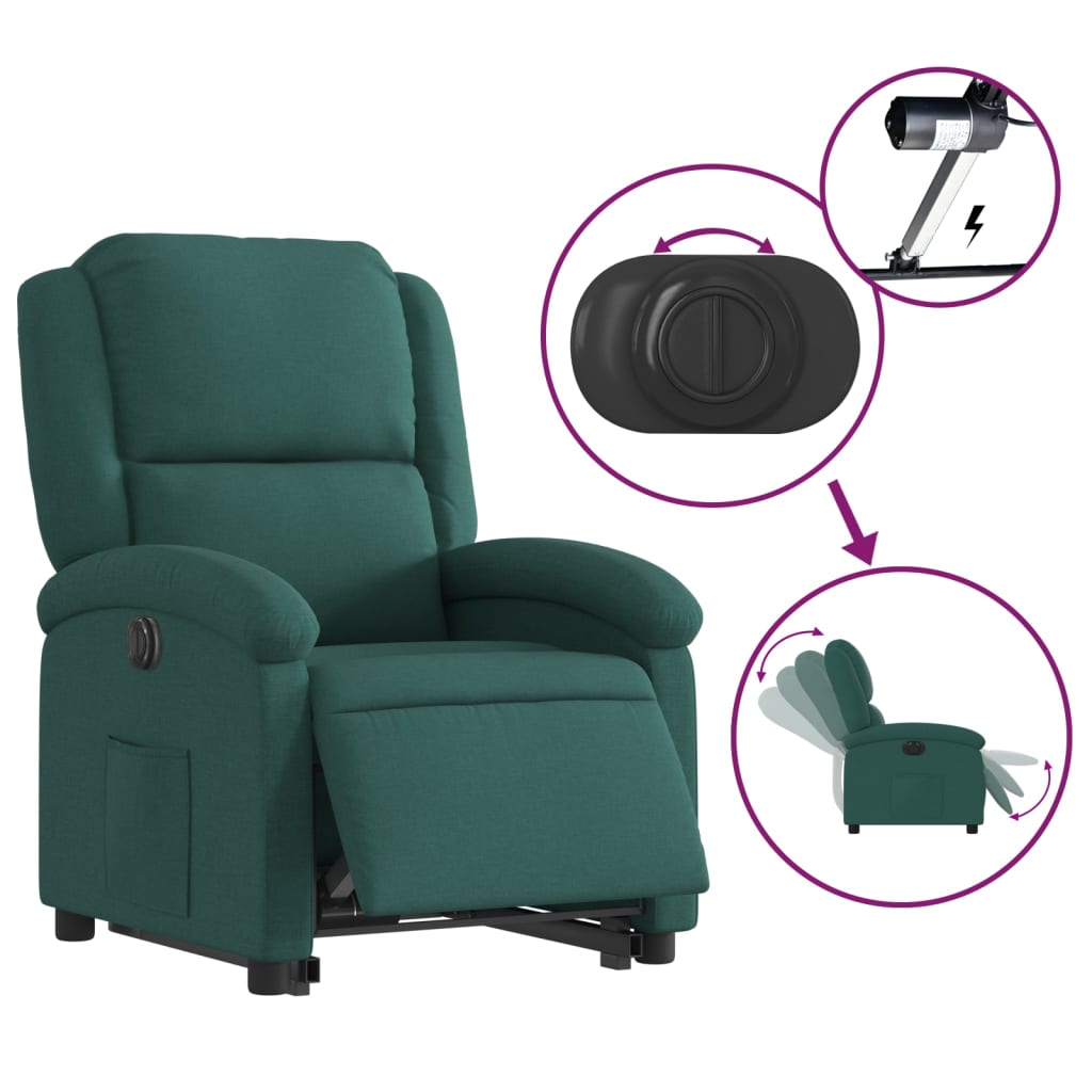 Vidaxl Lift Recliner Massage Chair, Electric, Reclining, Green