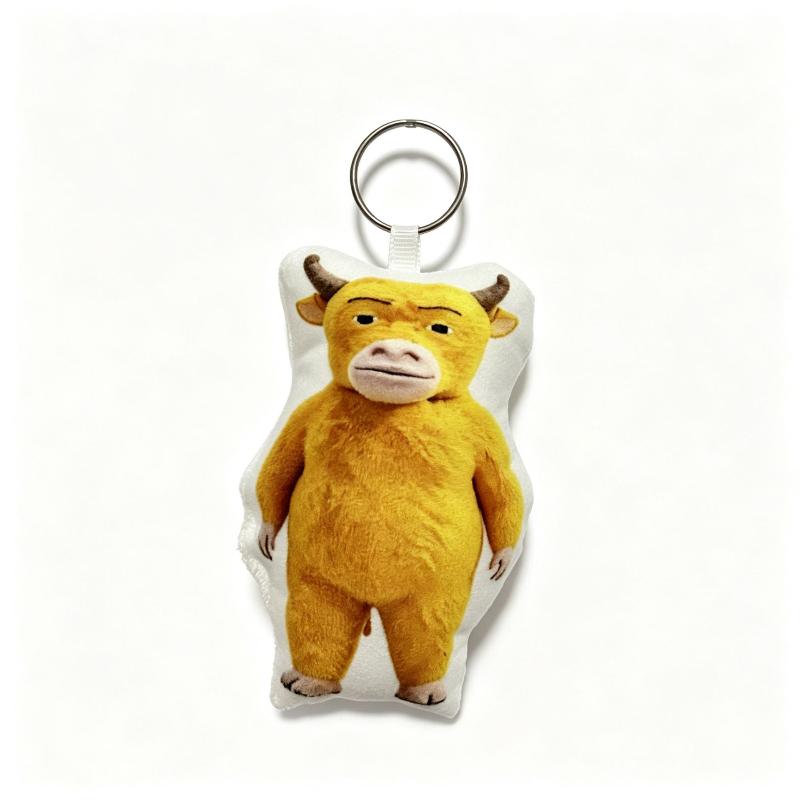 1Pcs Funny Meme Figure Doll Abstract Cow Keyrings Hot Anime Niu Lai Keychains Bag Pendants Halloween Cosplay Props Party Favor