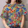 Women's T-shirt Summer Short Sleeve Fashion Sexy Girls Clothes Y2k Print Tees Wowen's Floral Graphic Oversized T-shirt
