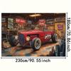 2D Flat Banner 1 Piece - Vintage Garage Hot Rod and Tools Decorative Background Fabric - Polyester