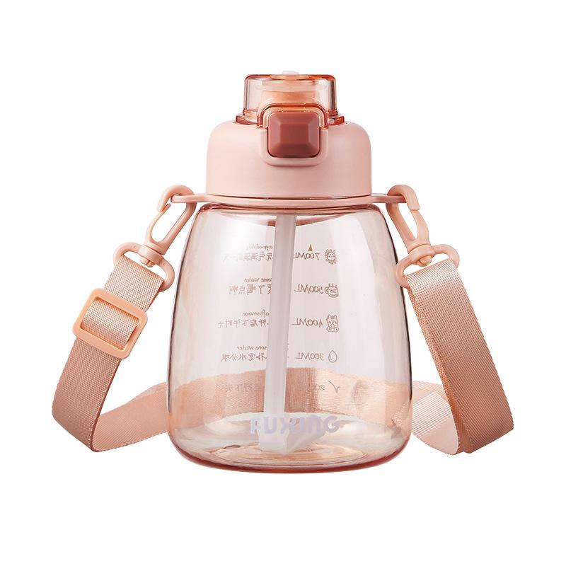 New High-value Pot-bellied Cup, Large Capacity, Simple and Cute, Children's Water Bottle, Straw Cup, Girls' Water Cup, High Temperature Resistance