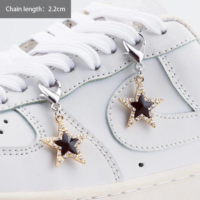 1PCS Luxurious Diamond DIY Heart Star Pearl Shoe Chain Punk Original Detachable Studded Pentagram Shoe Accessories Jewelry Penda