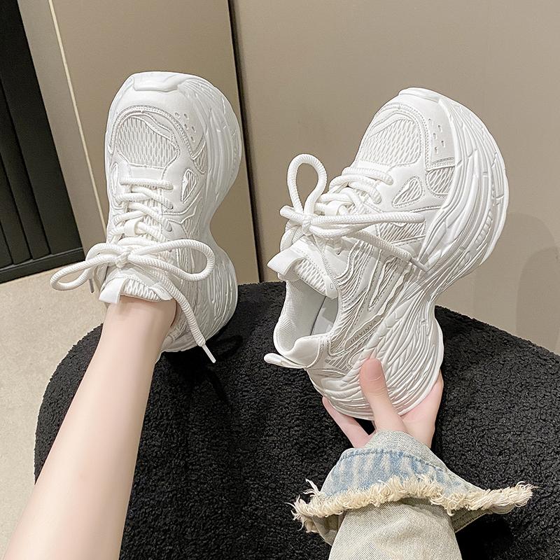 Fashion 8CM Women Thick Leather Sneakers New Autumn High Platform Dad Shoes Women Casual Trainer Sneakers Thick Sole Vulcanize Shoes