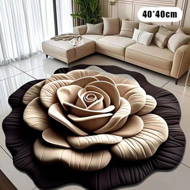 New Flower Carpet Special-Shaped Soft Peony Floor Mat Durable 40X40Cm Non-Slip Absorbent Bathroom Floor Mat