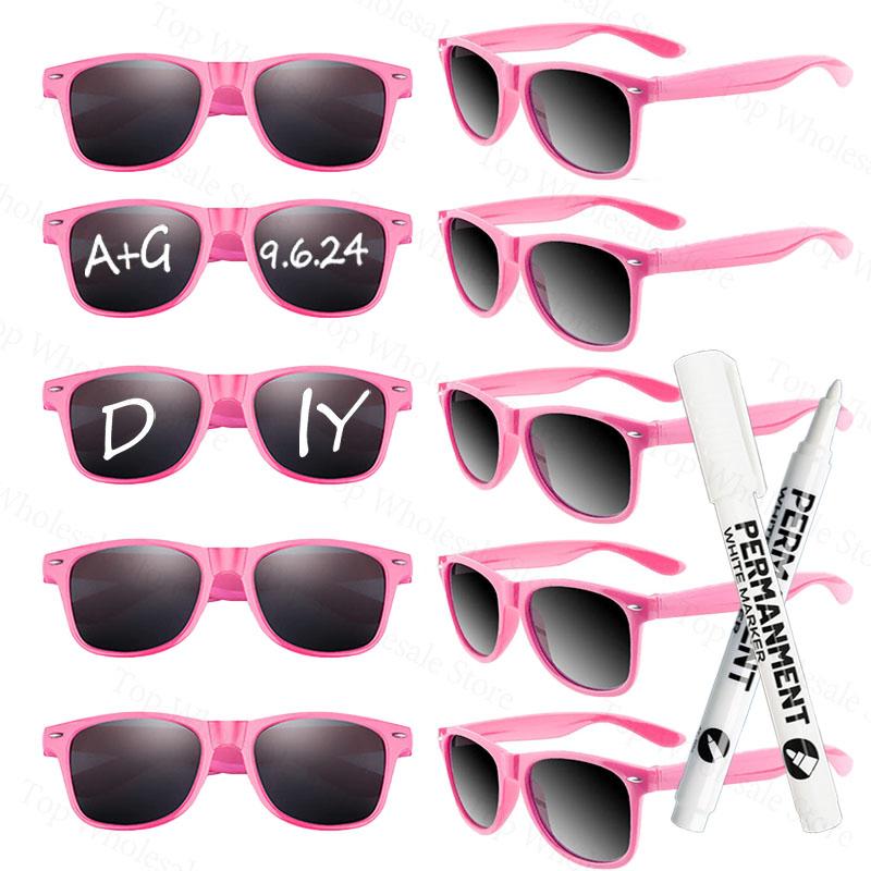 12-100 Pcs Wedding Personalized Sunglasses Bulk Custom Sunglasses with Paint Pens for Adult DIY Birthday Wedding Party Favors 5