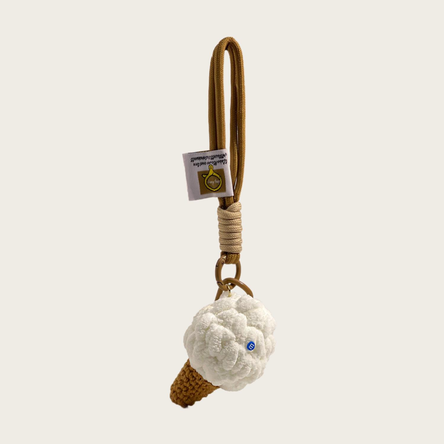 

Niche Hand-Woven Ice Cream Plush Pendant Keychain Bag Pendant Pendant Car Pendant белый