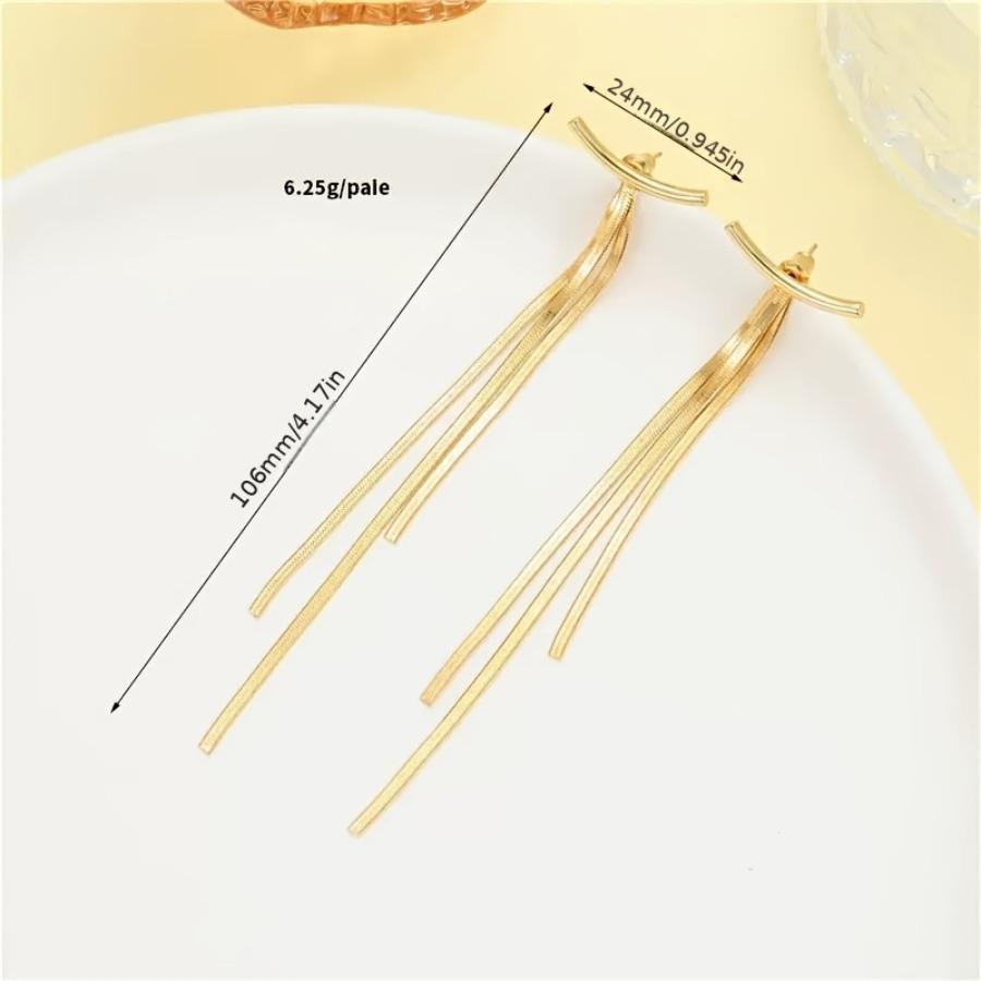 [Ladies' Tassel Earrings] 14K Golden Plated Zinc Alloy Elegant Ladies' Tassel Earrings - Vintage Style, Exquisite Craftsmanship