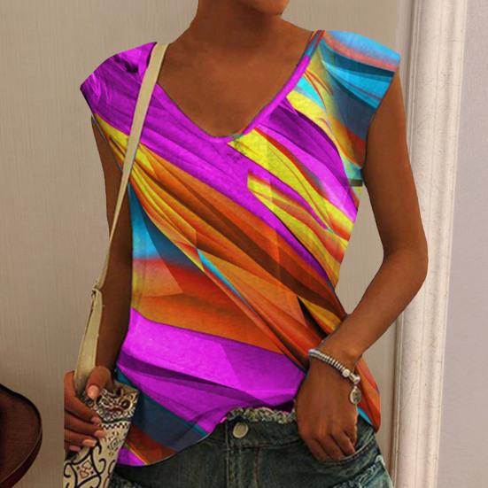 

Дышащий женский жилет без рукавов с v-образным вырезом, футболка в радужную полоску с принтом, уличная одежда