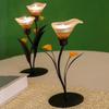 62KD Artistic Glass Floral Candelabra Iron Stable Table Decors Centerpieces Candlestick for Weddings Anniversaries Parties
