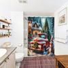 Fabric Christmas Shower Curtain Set- Vintage Xmas Tree Fireplace Winter Holiday Bath Bathroom Decor Curtain Polyester,Washable