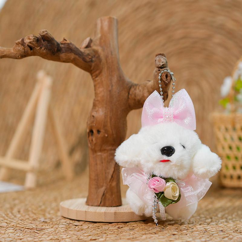 Cute Teddy Dog Plush Doll With Heart Necklace For Gift And Decor