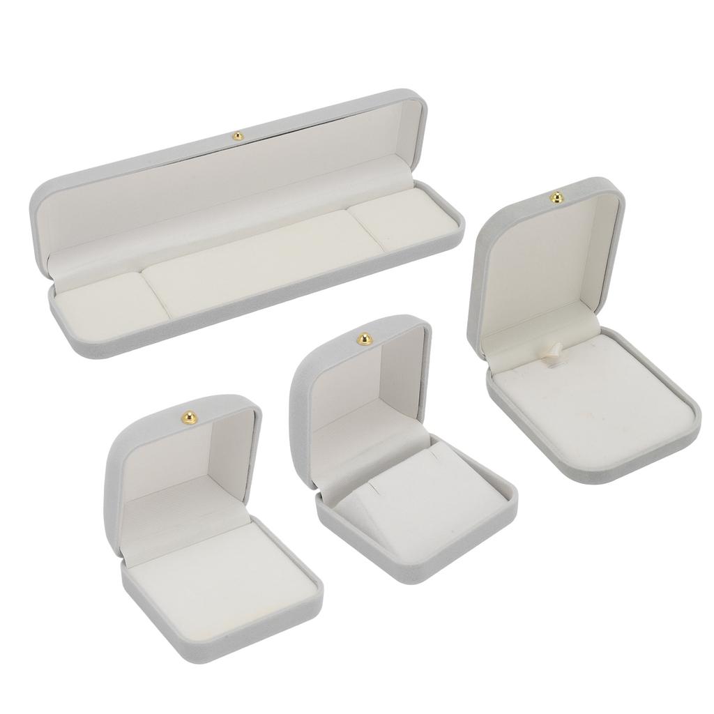 Jewelry Gift Box Cushioning Soft Lining Exquisite Lightweight Portable Small Jewelry Case Light Gray